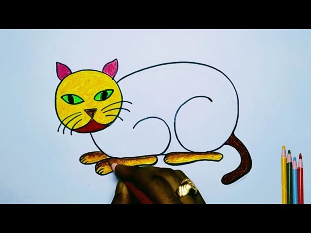 Easy Cat drawing. সহজে বিড়াল আঁকা শিখুন. How to draw cat easy step by step. Simple Cat Drawing