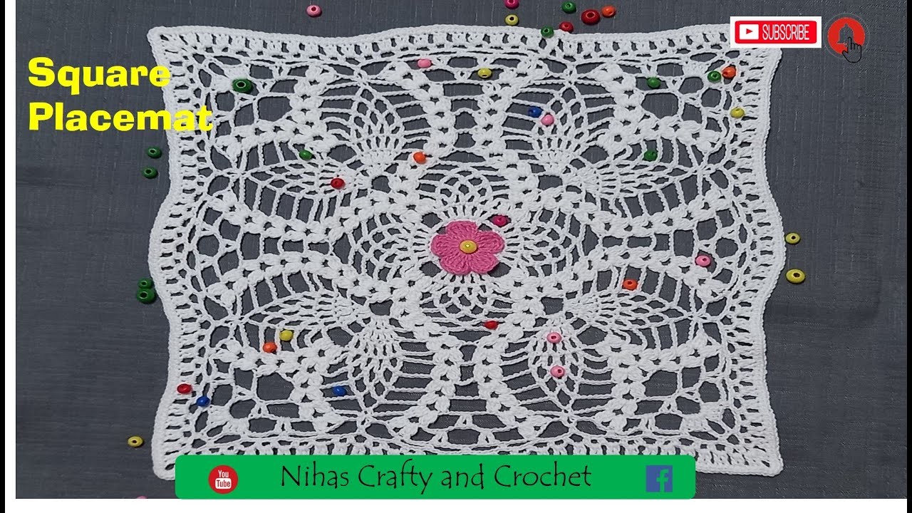 How to Crochet Square Placemat? কুশিকাটার স্কয়ার প্লেসম্যাট
