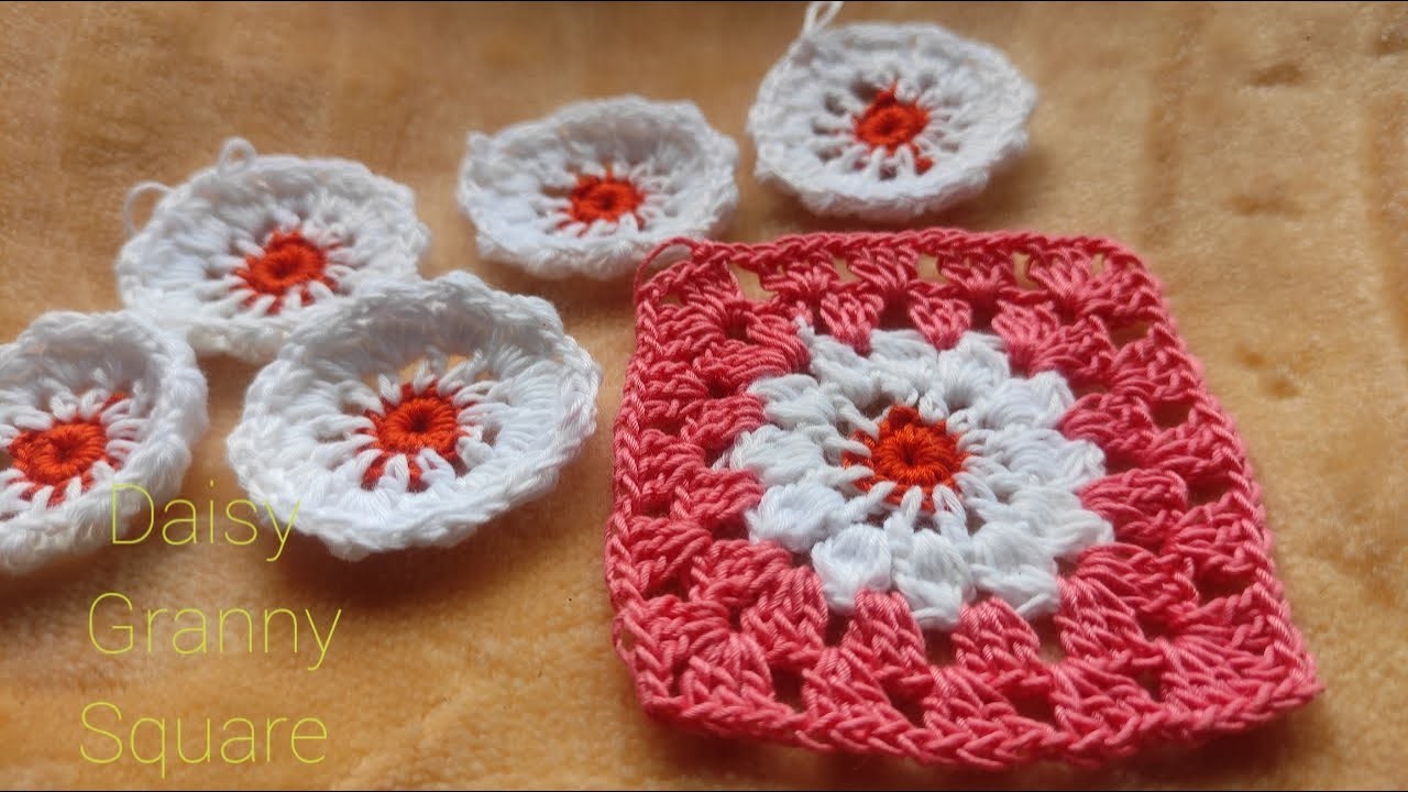 How to crochet Daisy Granny Square | Easy granny square | ক্রুশে স্কয়ার.