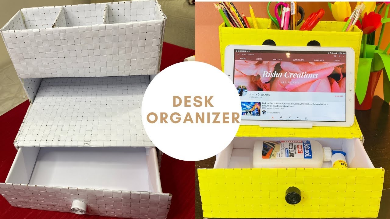 DIY Desk Organizer | Desk Organizer from cardboard paper