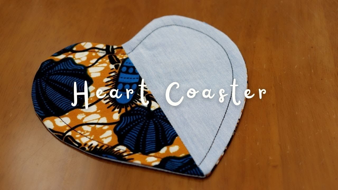 アフリカ布の端切れでハートのコースターを作る方法. Heart Coaster