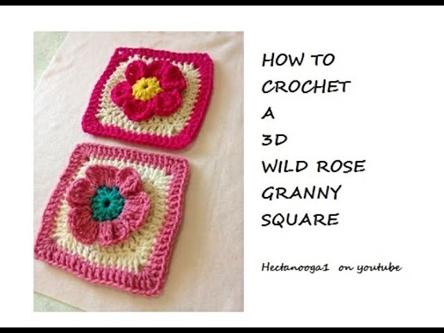 3D WILD ROSE GRANNY SQUARE, easy crochet granny square, #2730