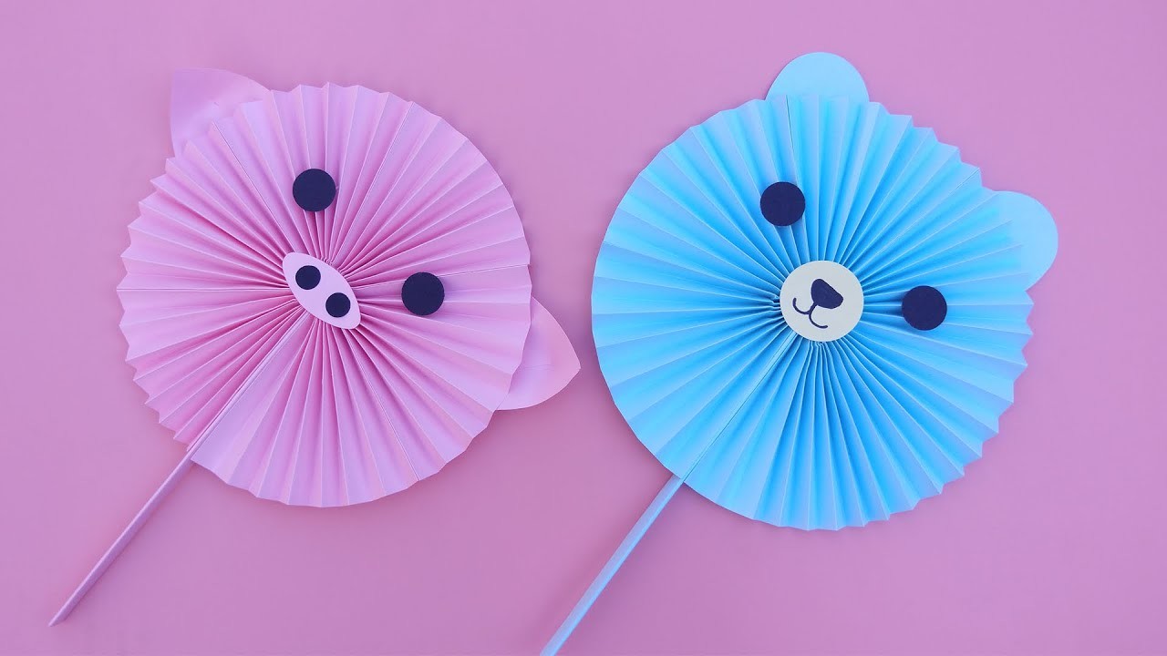 How to make a Paper Fan - DIY Paper FAN - Origami FAN.摺紙 - 扇子