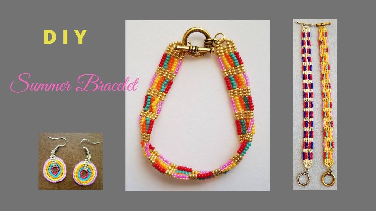 Summer Bracelet. DIY How to make beaded bracelet. Pulsera. Braccialetto. only seed beads # 344