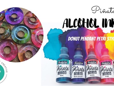 Donut Pendant Alcohol Ink Petri Style