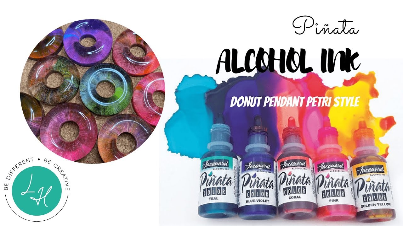 Donut Pendant Alcohol Ink Petri Style