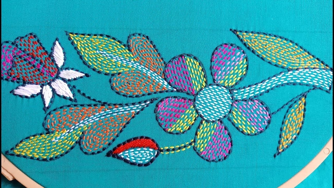 Hand Embroidery Traditional Nokshi Katha Stitch-142,Bordado a mano,नोक्षीकथा जाइन