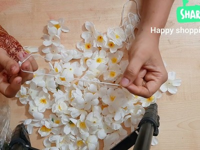 How to make Diy juda beli petal garland.gajra.beginner easy garland tutorial.বেলি গাজরা