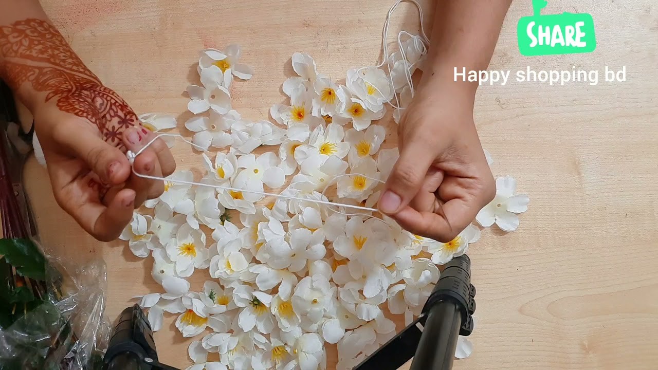 How to make Diy juda beli petal garland.gajra.beginner easy garland tutorial.বেলি গাজরা