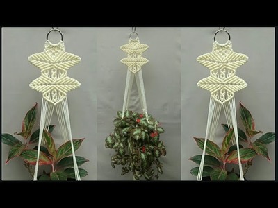 Macrame Plant Hanger Leaf Motif | Cara Membuat Gantungan Pot Motif Daun #8