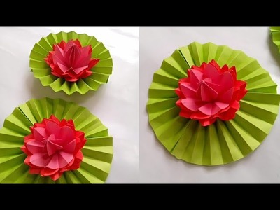 How to Make Paper water lily ||কাগজ দিয়ে শাপলা ফুল বানানো ||Kagoj diye water lily banano ||