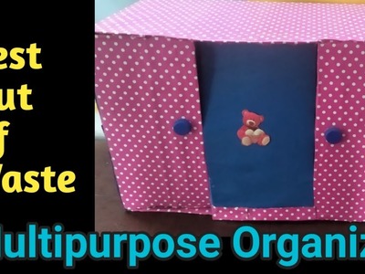 Easy cardboard organizer.Desl Organizer | Cardboard Crafts Easy organizer.Diy Multipurpose Organizer