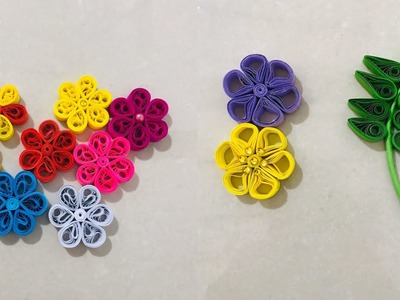 Paper Quilling flowers. paper Quilling leaves.easy. tool නැතුව හදමු