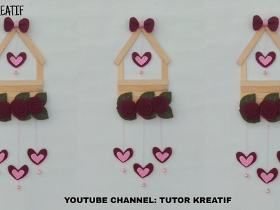 41) DIY - Hiasan Dinding Stik Es Krim Bunga Flanel - Wall decor ideas - Popsicle stick craft