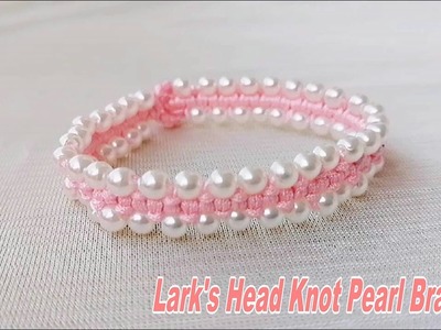 Hand Knotted Lark's Head Knot Pearl Bracelet