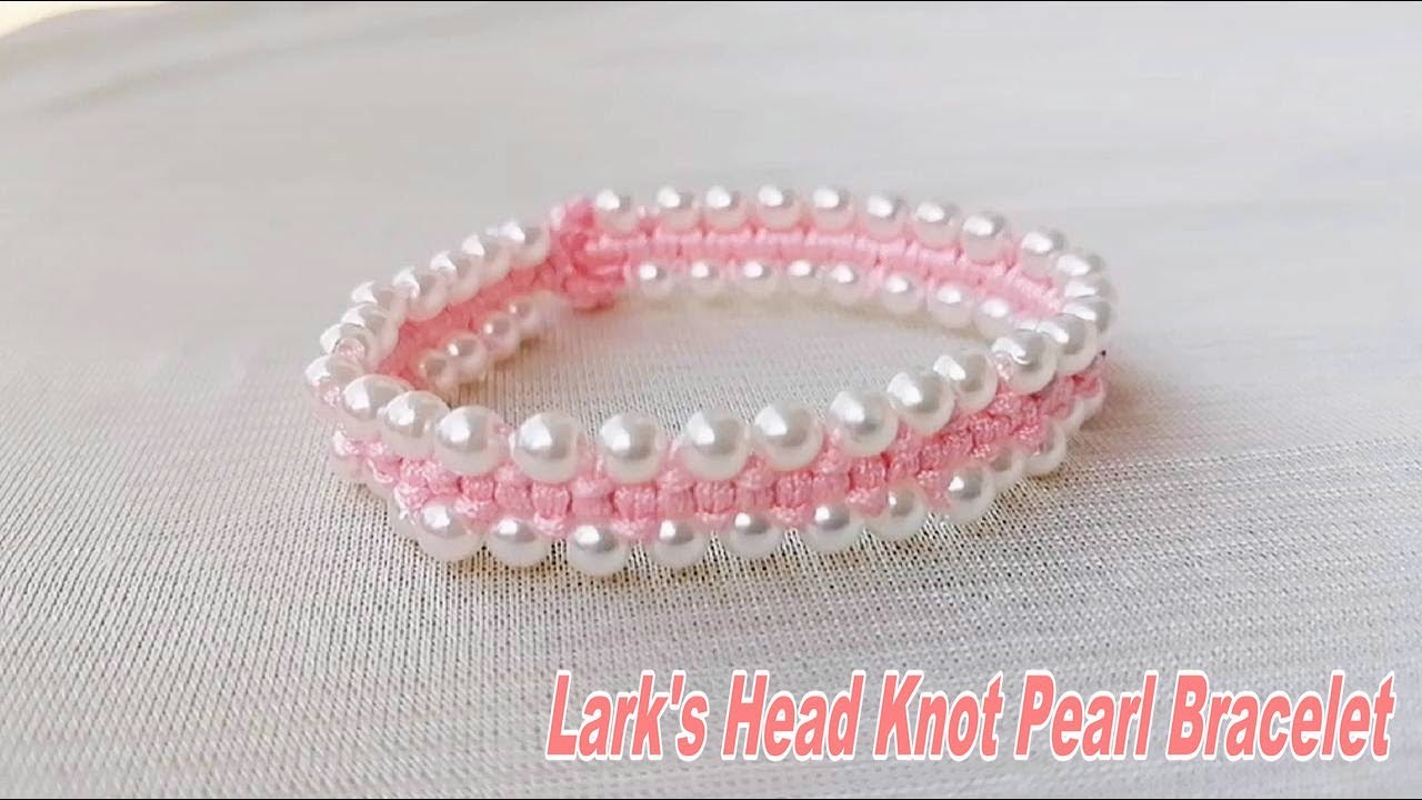 Hand Knotted Lark's Head Knot Pearl Bracelet