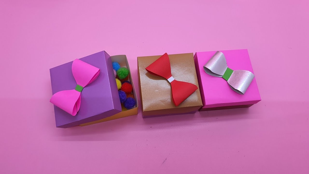 Cara Membuat Kotak Hadiah Kecil dari Kertas Warna.DIY paper present box. origami paper
