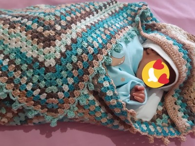 Crochet granny square baby blanket ????????❤❤