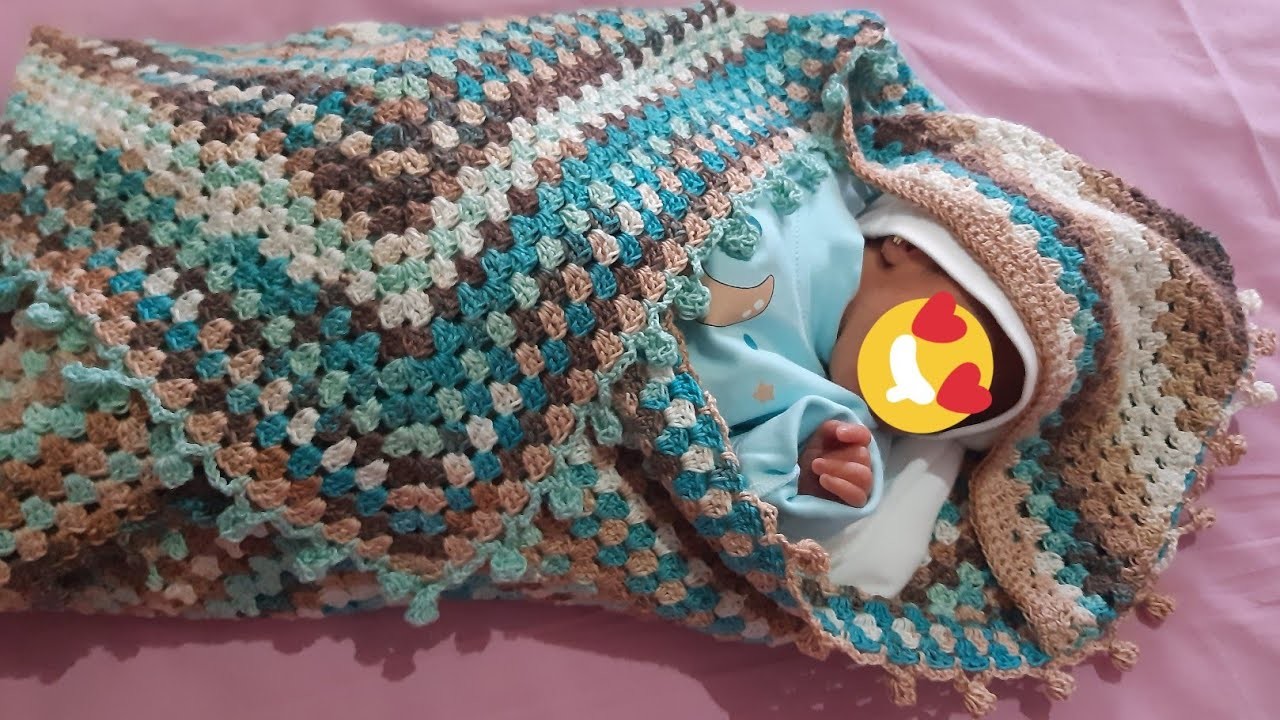 Crochet granny square baby blanket ????????❤❤
