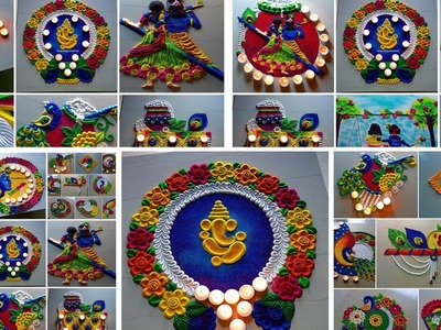 #1593 Janmashtami rangoli designs | satisfying video | diwali rangoli design