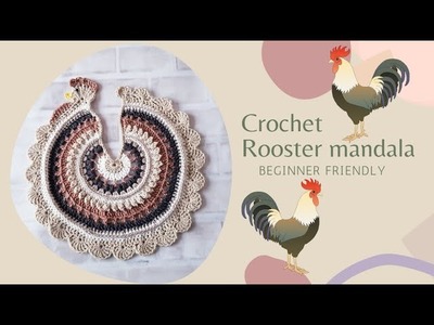 Crochet rooster mandala
