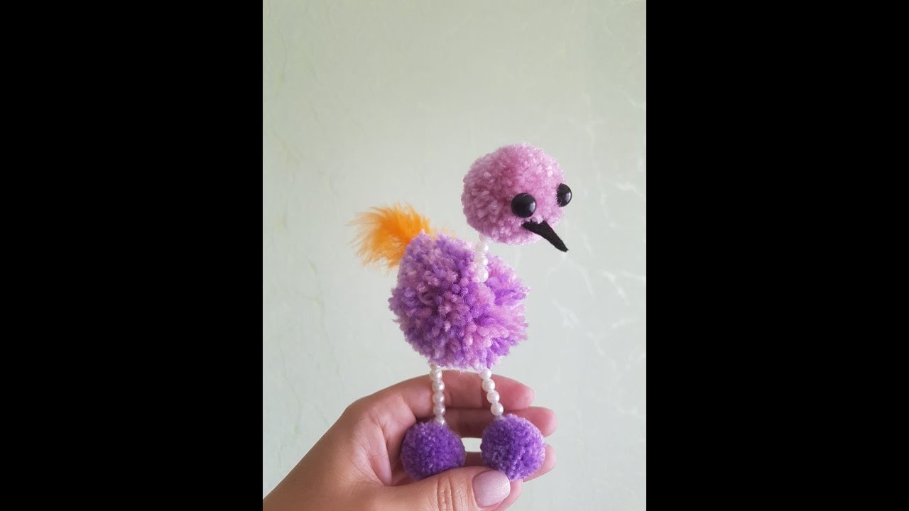 Ostrich cutie from pompons || DIY toys