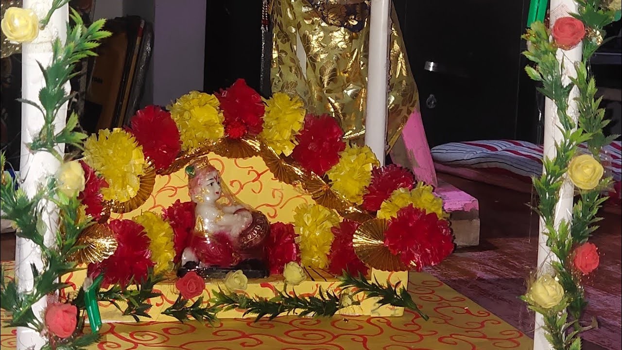 Krishna ji ka singhasan|| laddu gopal ji ka jhula|| krishna janamashtami crafts| #AtoZtutorials
