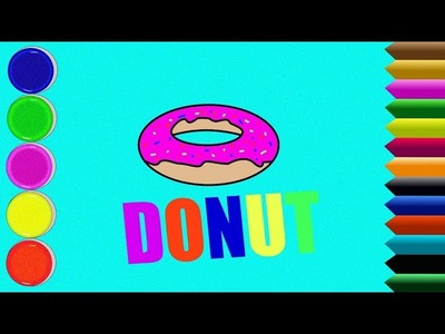 Let's draw a donut and color it.Bolalar uchun Ponchik rasm chizish.рисуем пончик
