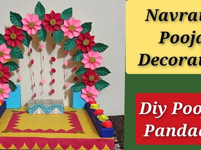 Navratri Pooja Pandaal Diy # Pooja Decoration #Ganesh Chaturthi# Pooja Chauki# नवरात्रि सजावट