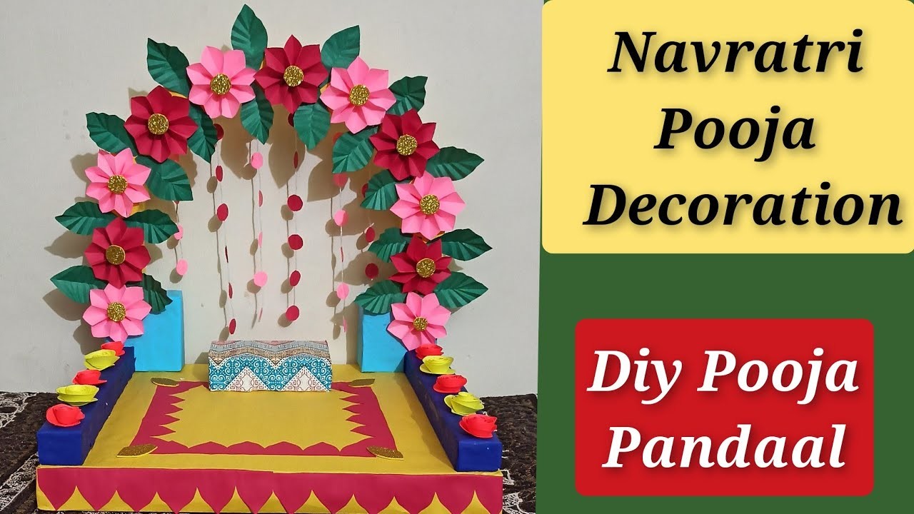 Navratri Pooja Pandaal Diy # Pooja Decoration #Ganesh Chaturthi# Pooja Chauki# नवरात्रि सजावट