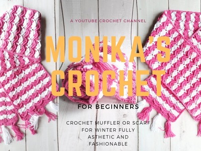 White & Pink Crochet Scarf | EP - 62 | MONIKA'S CROCHET |