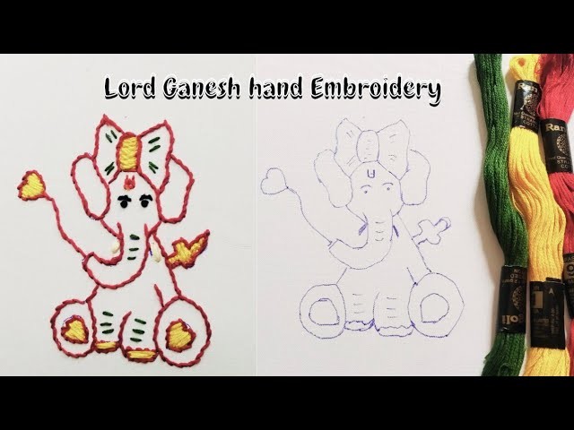 DIY Hand Embroidery Ganesha | Embroidery Hoop Art | Ganesh Chaturthi | lord ganesha ગણેશજી નુ ભરતકામ
