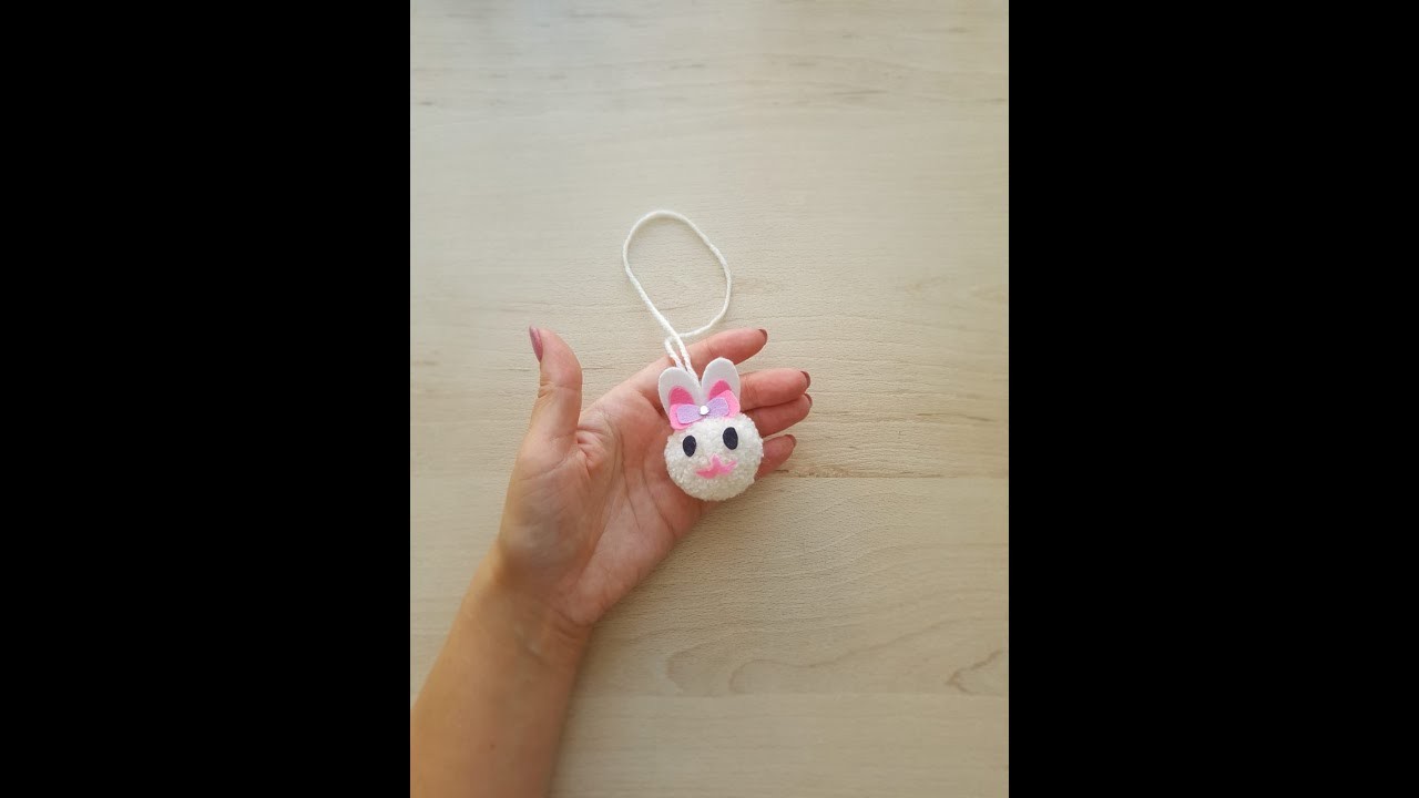 Pendant Bunny from pompons || Pom Pom Toys