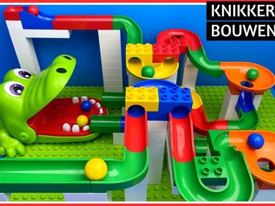 Knikkerbaan bouwen samen met de Krokodil met Kiespijn | Family Toys Collector