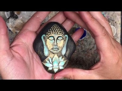 Buddha op steen schilderen GS:23