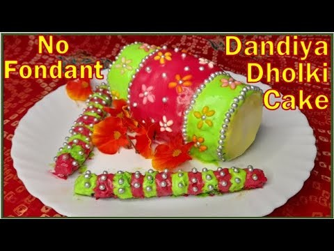 Dandiya Dhol Theme cake ll Without fondant Navratri Theme cake #dhol #cake #holi