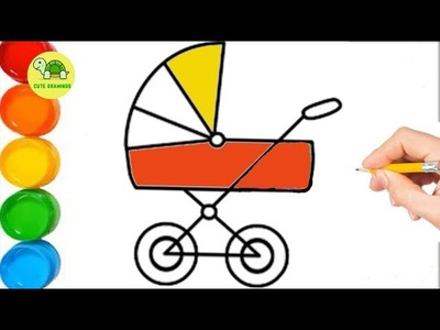 Draw stroller picture for kids | bolalar uchun pufay rasm chizish| Рисуем пиышную картинку для детей