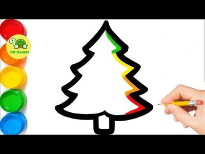How to draw the Christmas Tree easy | Рисуем ёлку для детей | Bolalar uchun Archa rasim chizish