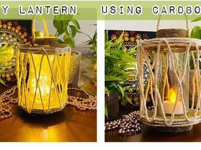 DIY Hanging Lantern | Jute Jar Lantern DIY | DIY Lantern Using Cardboard | Artoholic Varsha Sharma