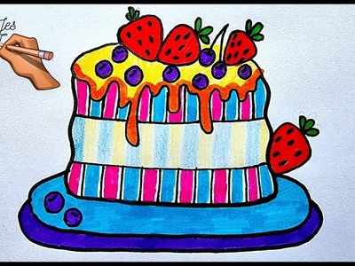 How to draw fruit cake| Meva kekini qanday chizish mumkin| Как нарисовать фруктовый торт|DFK Jes ART