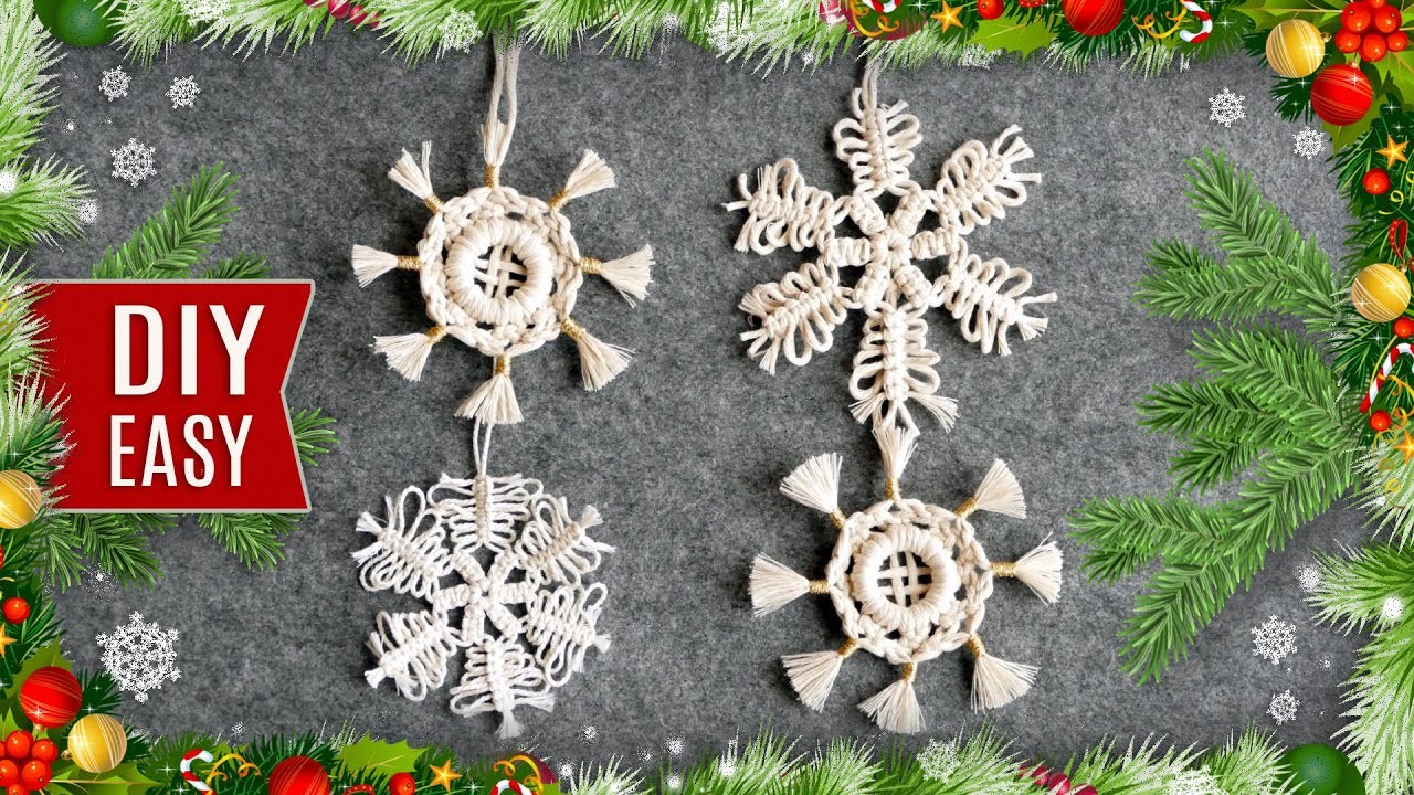 DIY Macrame Snowflakes EASY Christmas Ornaments