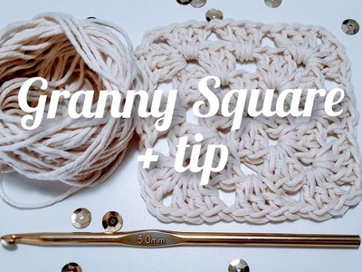 Granny square crochet.cuadrado de la abuela a crochet. #crochetbasics, #crochetpatterns #crochet