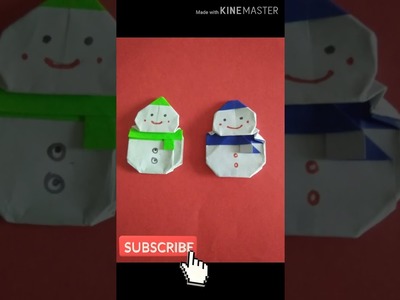 Origami snowman with hat and scarf (using only one sheet) paper folding craft