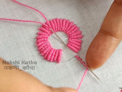 Hand Embroidery for Beginners,Easy Bullion Knot Stitch Tutorial,Bullion Knot Embroidery,হাতের সেলাই