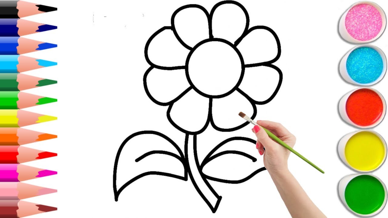 Bolalar uchun gul rasmini chizish Drawing a Picture of Flower ForChildren Балаларға гүл суретін салу