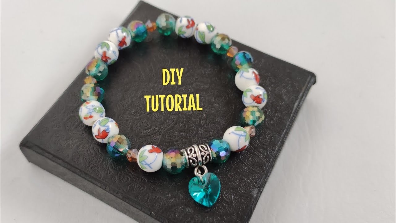 ❤️CARA BIKIN GELANG KRISTAL SWAROVSKI LOVE KERAMIK BEAD crystal bracelet DIY tutorial easy jewellery