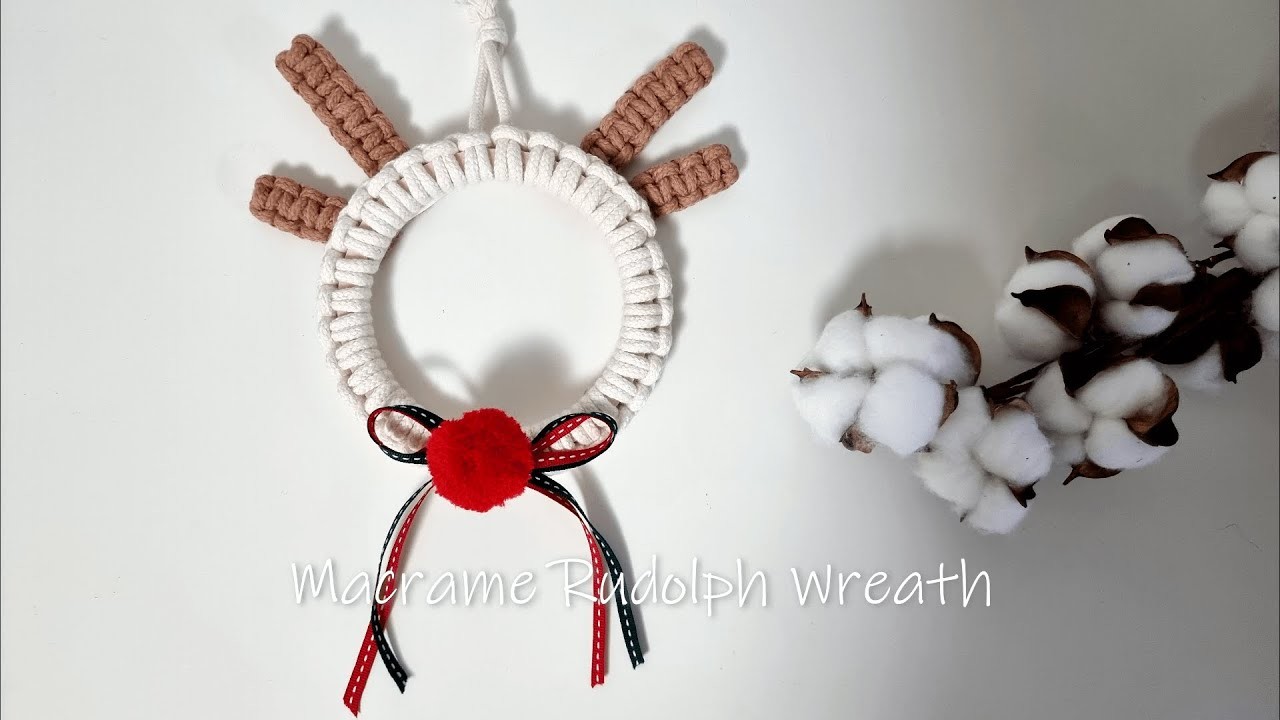 [Eng Sub] Macrame Christmas Rudolph Wreath 마크라메 크리스마스 루돌프 리스 장식 만들기