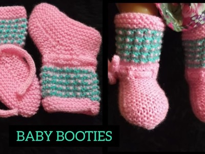 Knitting Two Colour Baby Woollen Socks.Booties.Shoes.नवजात शिशु के ऊनी मोजे. जुराबे.0-3Month