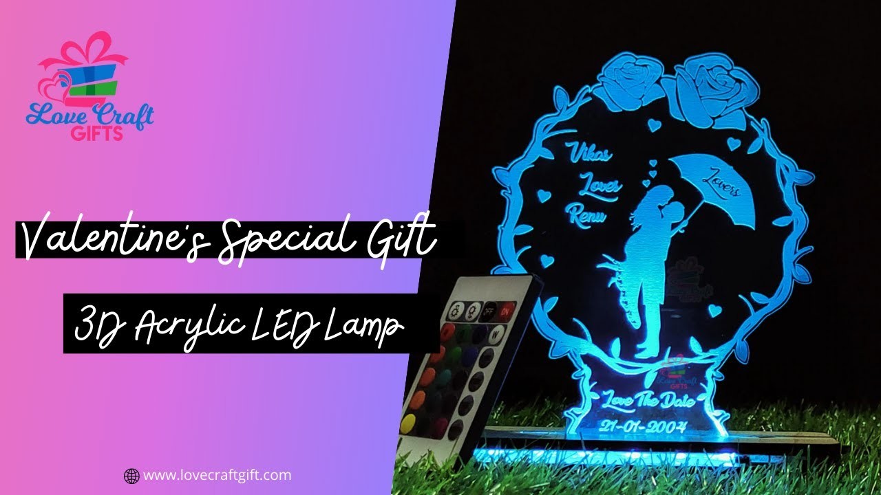 Valentine Day Special Gift | 3D Acrylic LED Lamp | Love Craft Gifts