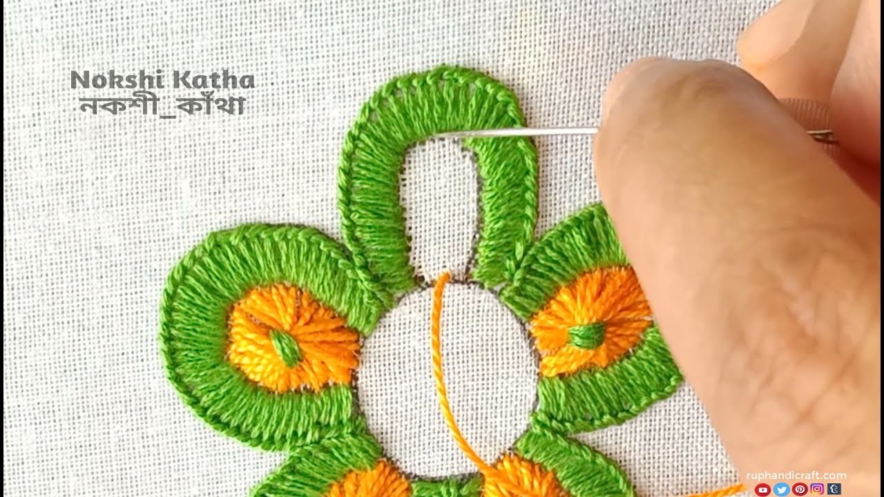 Hand Embroidery for Beginners,Butterfly Stitch Flower Embroidery,Flower Stitch,সহজে ফুল সেলাই করুন